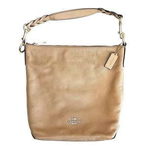 Coach 31507 Leather Bucket Shoulder Bag Abby Duffle Purse Nude Beige‎ Pink